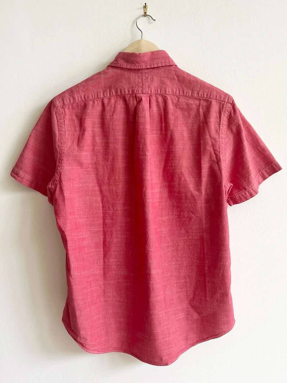 Polo Ralph Lauren Mens Medium Classic Fit Red Slub Short Sleeve Shirt Flesh Pony